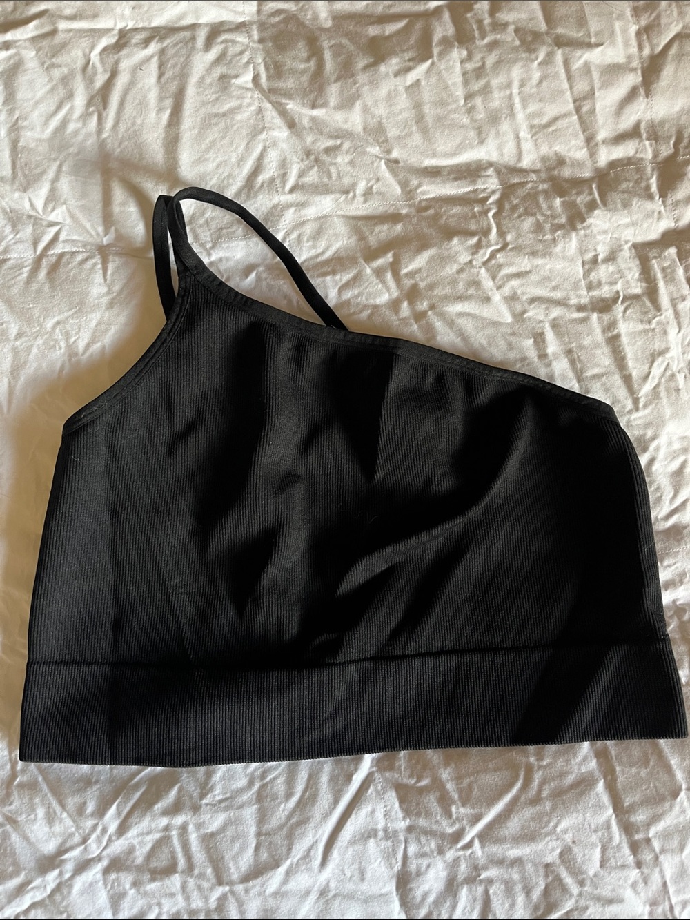 No Boundaries Asymmetric Black Crop Bralette